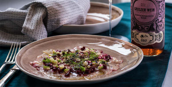 Forellen Carpacio - Rote Rübe, Apfel, Fenchel